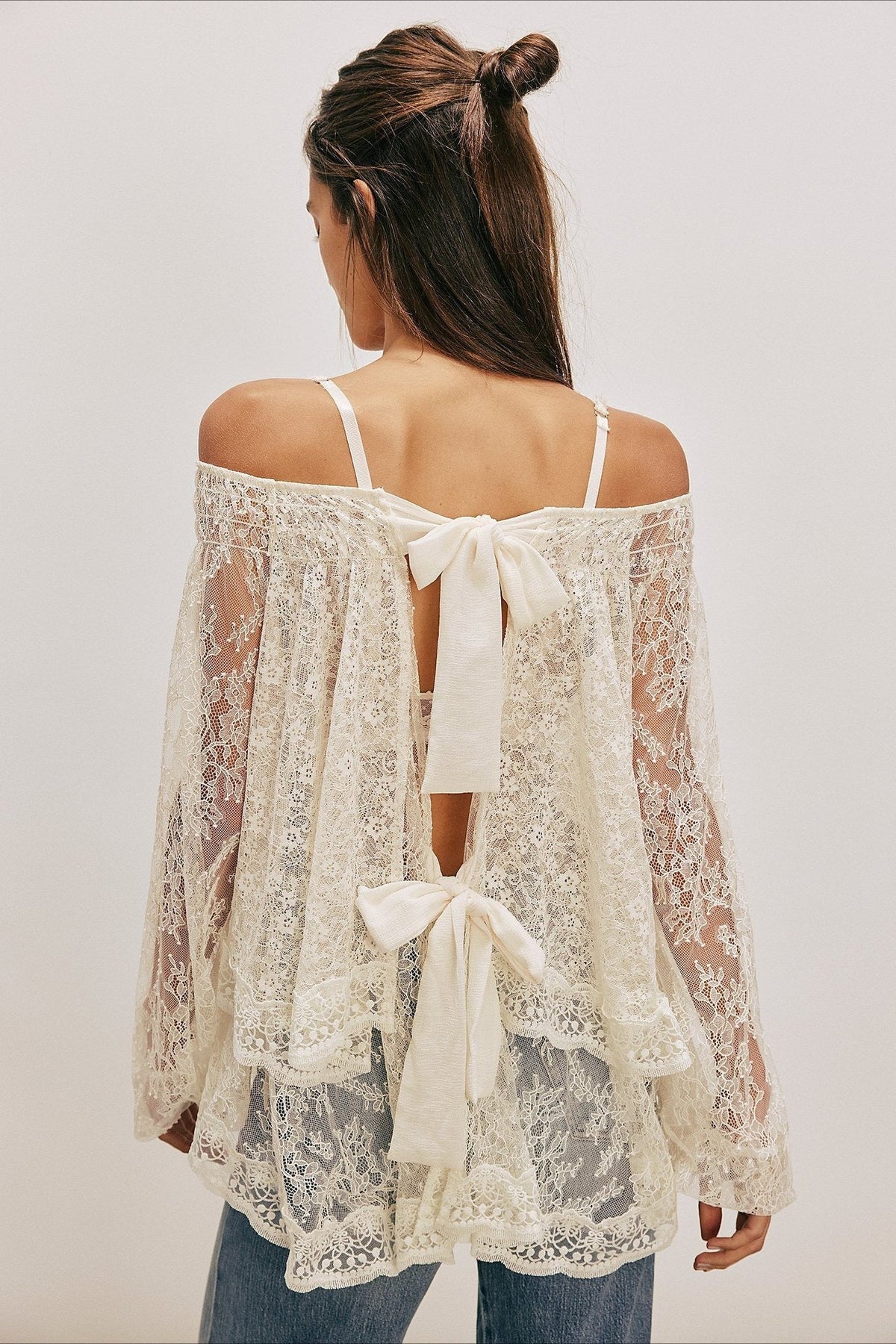 Elegant Off Shoulder Lace Overlay Blouse