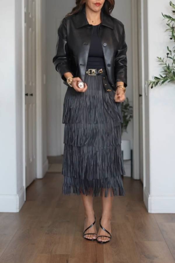 Faux-leather jacket with pockets