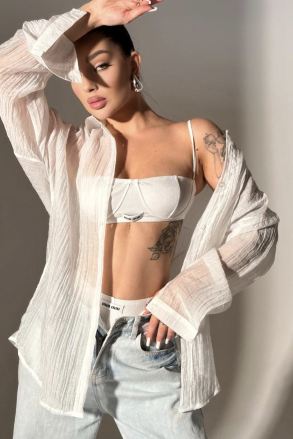 Solid Button-Down Collar Lightweight Casual Chic Blouse