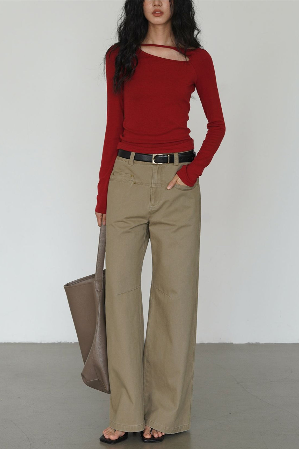 One Side Cut Out Bodycon Long Sleeve Tee