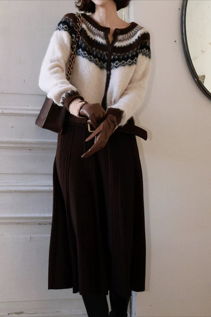 Round Neck Fair Isle Cardigan