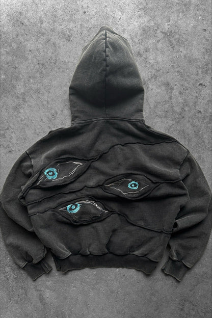 Devil Eye Embroidery Pullover Hoodie