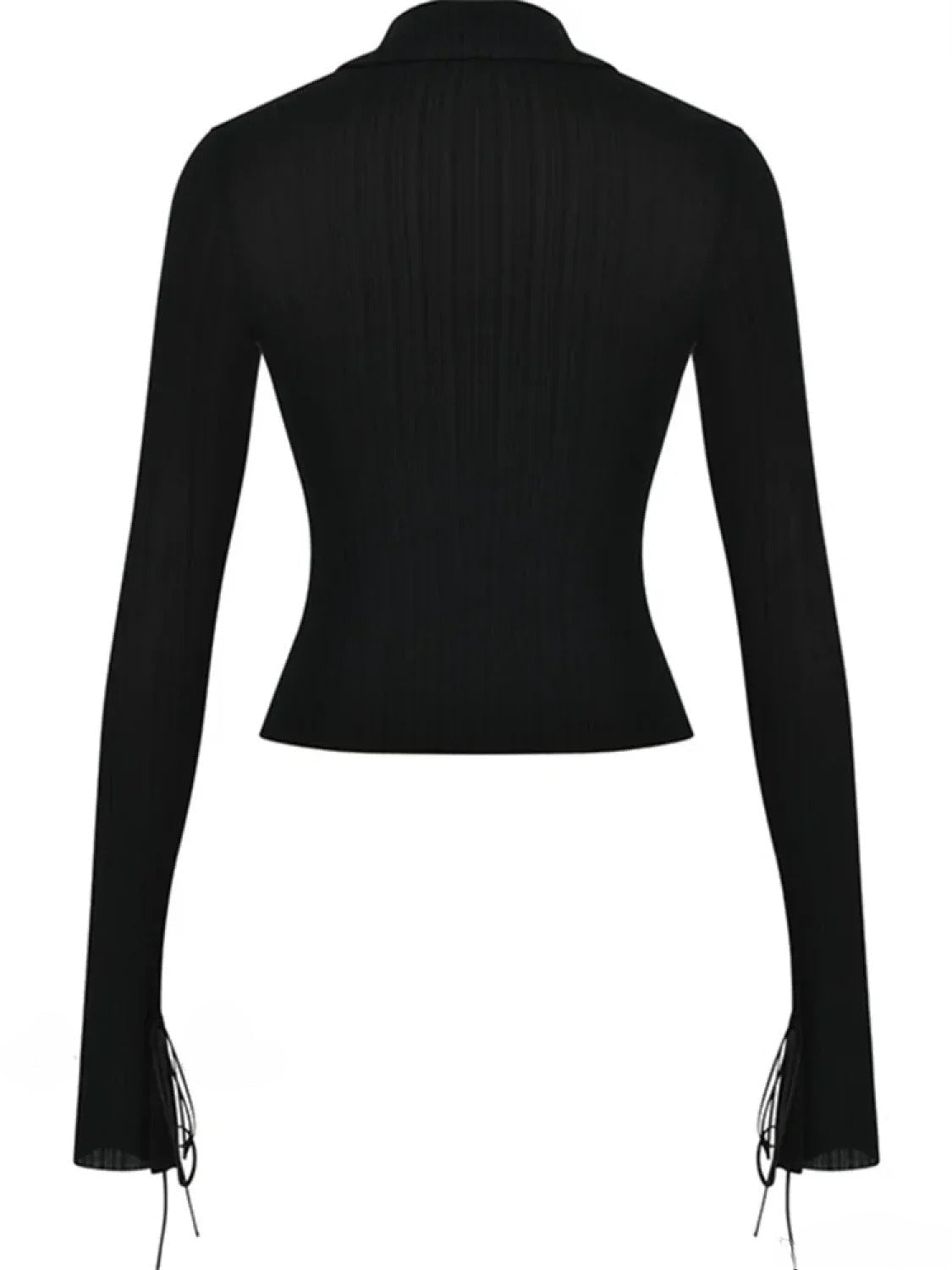 Long Sleeve Casual Turn-Down Collar Button-Down Knit Top
