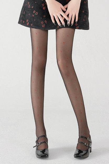 Sheer Polka Dot Snag Resist Non-Slip Tights