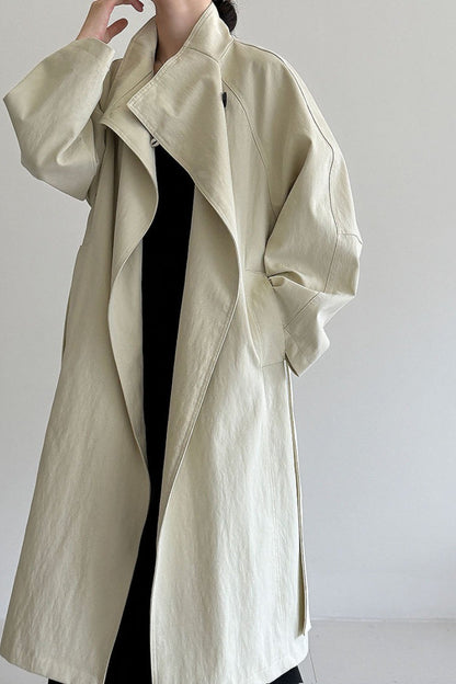 Oversized One Button Stand Collar Overcoat