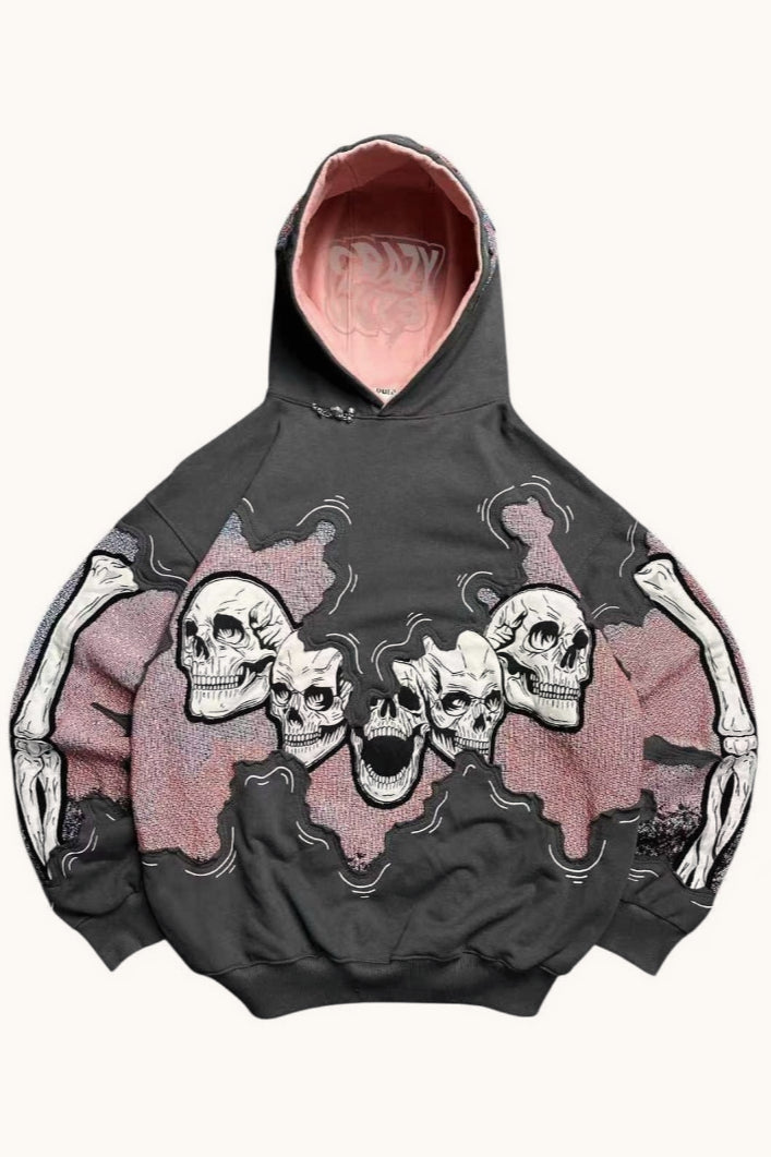 Skull Graphic Oversized Pullover Hoodie
