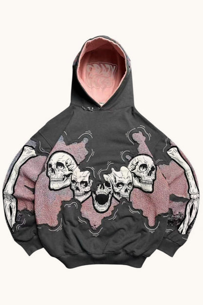 Skull Graphic Oversized Pullover Hoodie