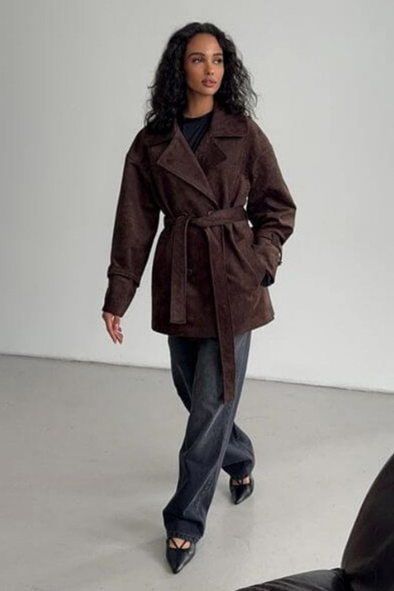 Vintage Suede Notch Collar Coat