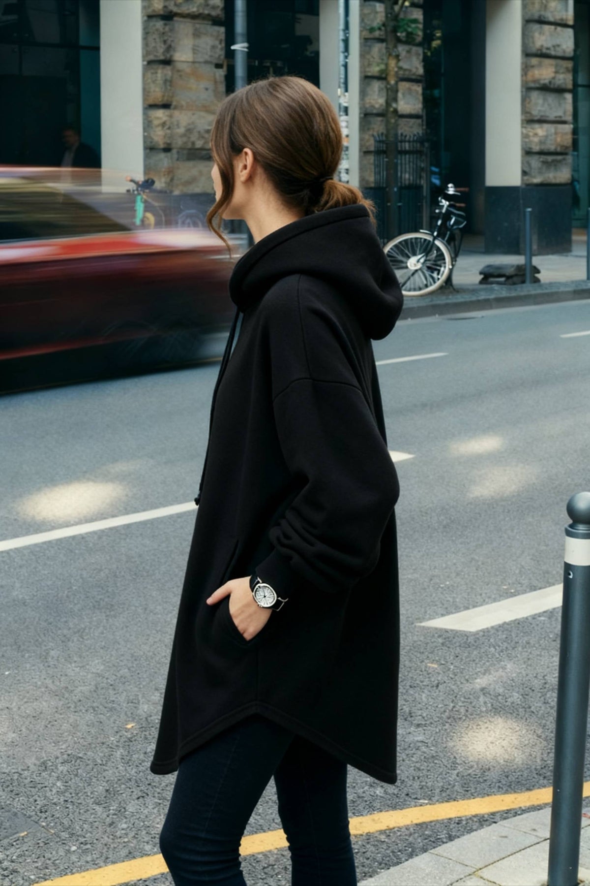 Pullover Loose Hoodie Casual - Drawstring Oversized - Women's Long Solid Sweatshirt Autumn Arm Streetwear