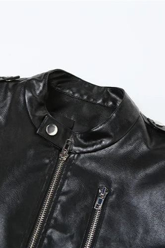 Vintage Matte Cropped Moto Jacket