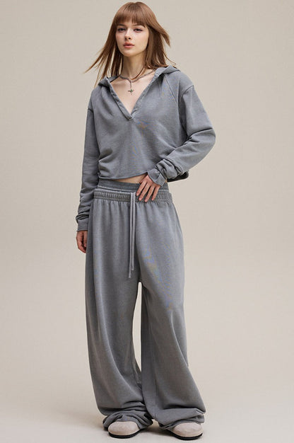Double Waist Vintage Denim Knit Pants