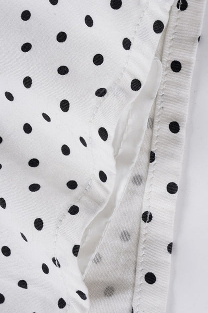 Polka Dot Low Rise Denim Mini Shorts