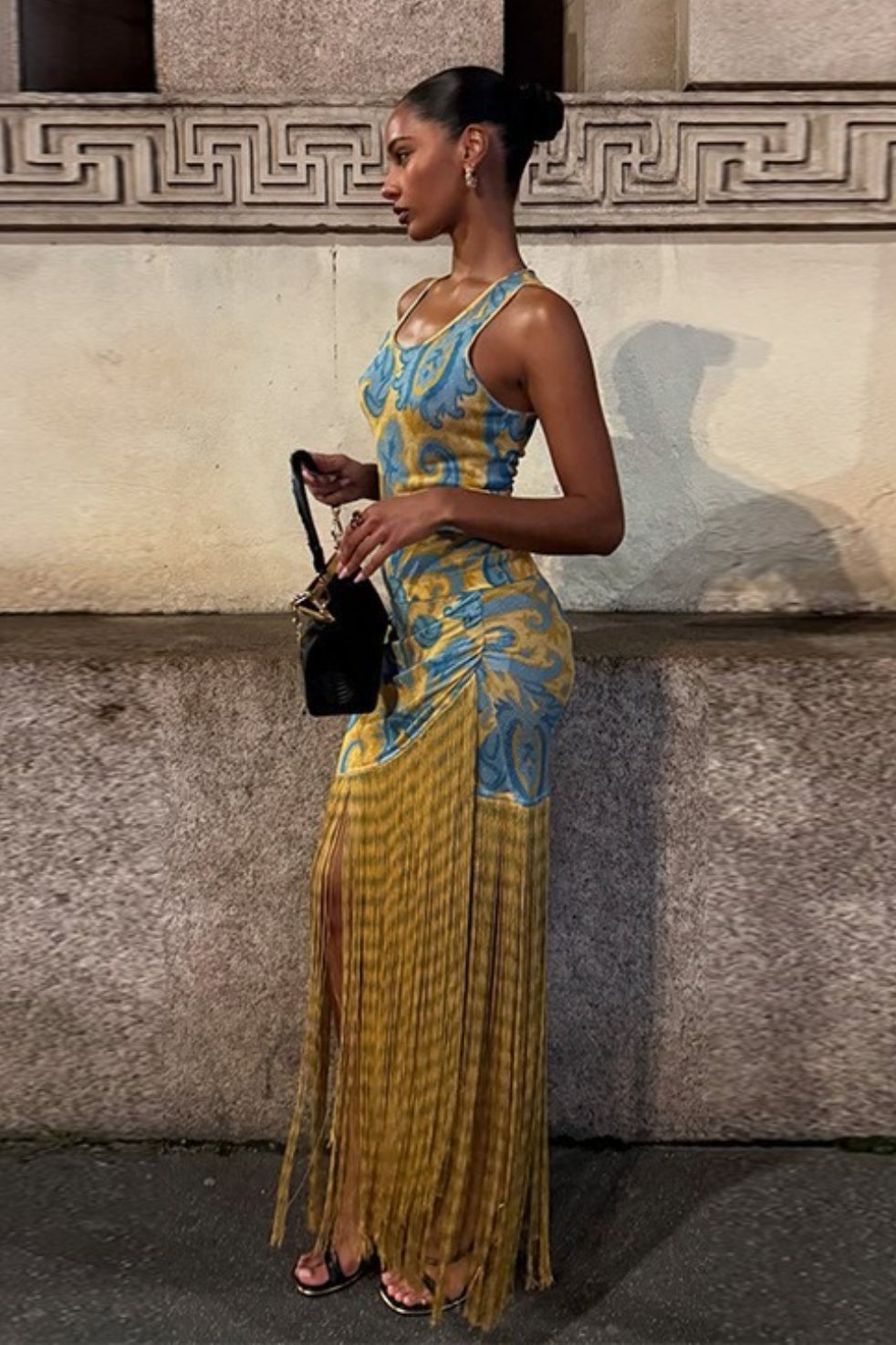 Printed Fringe Patchwork Boho Dress