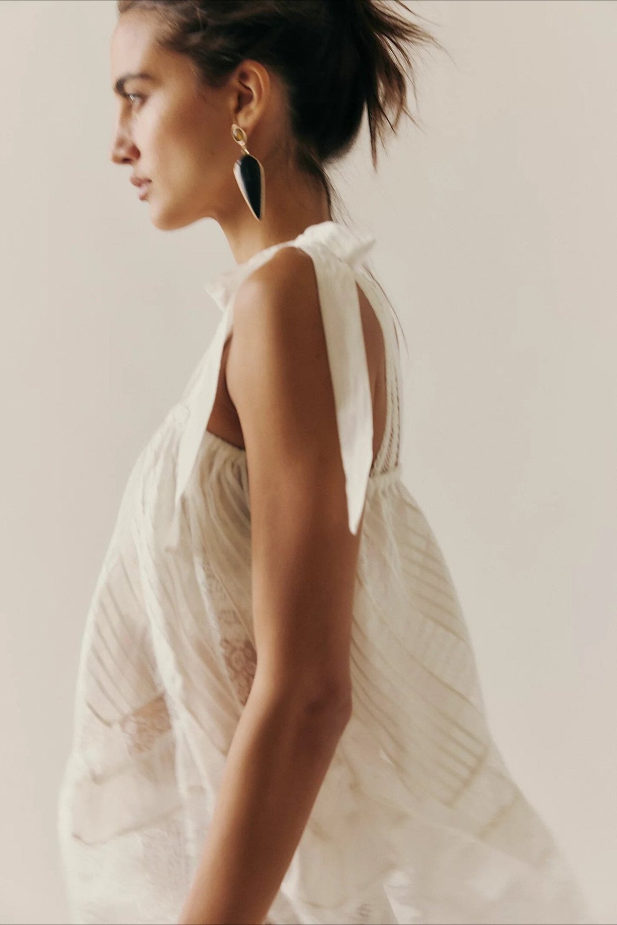 Mesh Tie Strap Sleeveless Loose Fit Tank Top