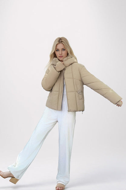 Quilted Down Blend Cropped Coat