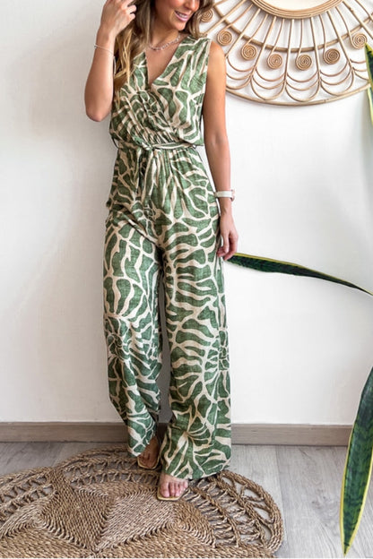 Summer Suit Swirl Print Sleeveless Jumpsuit