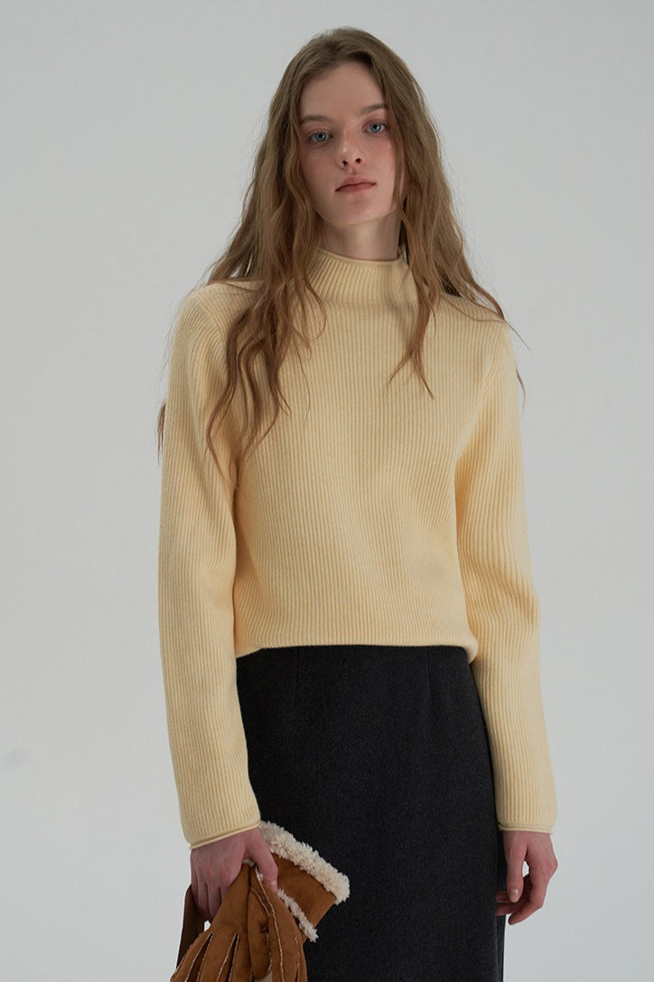 Mock Neck Fleece Lined Knit Top