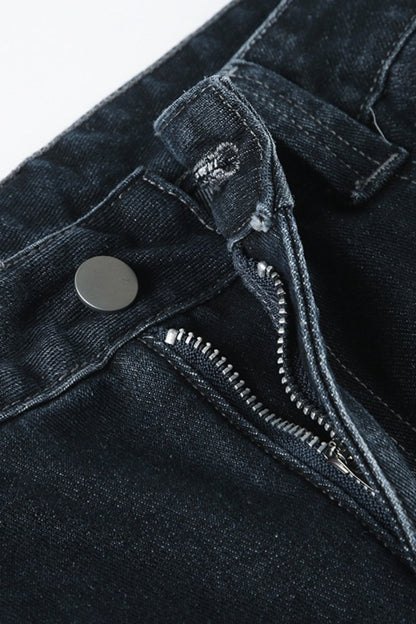 Deep Blue Straight Wide Leg Jeans