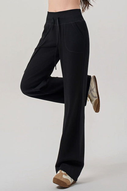 Fleece Lined Thermal Draping Lounge Straight Leg Knit Pants