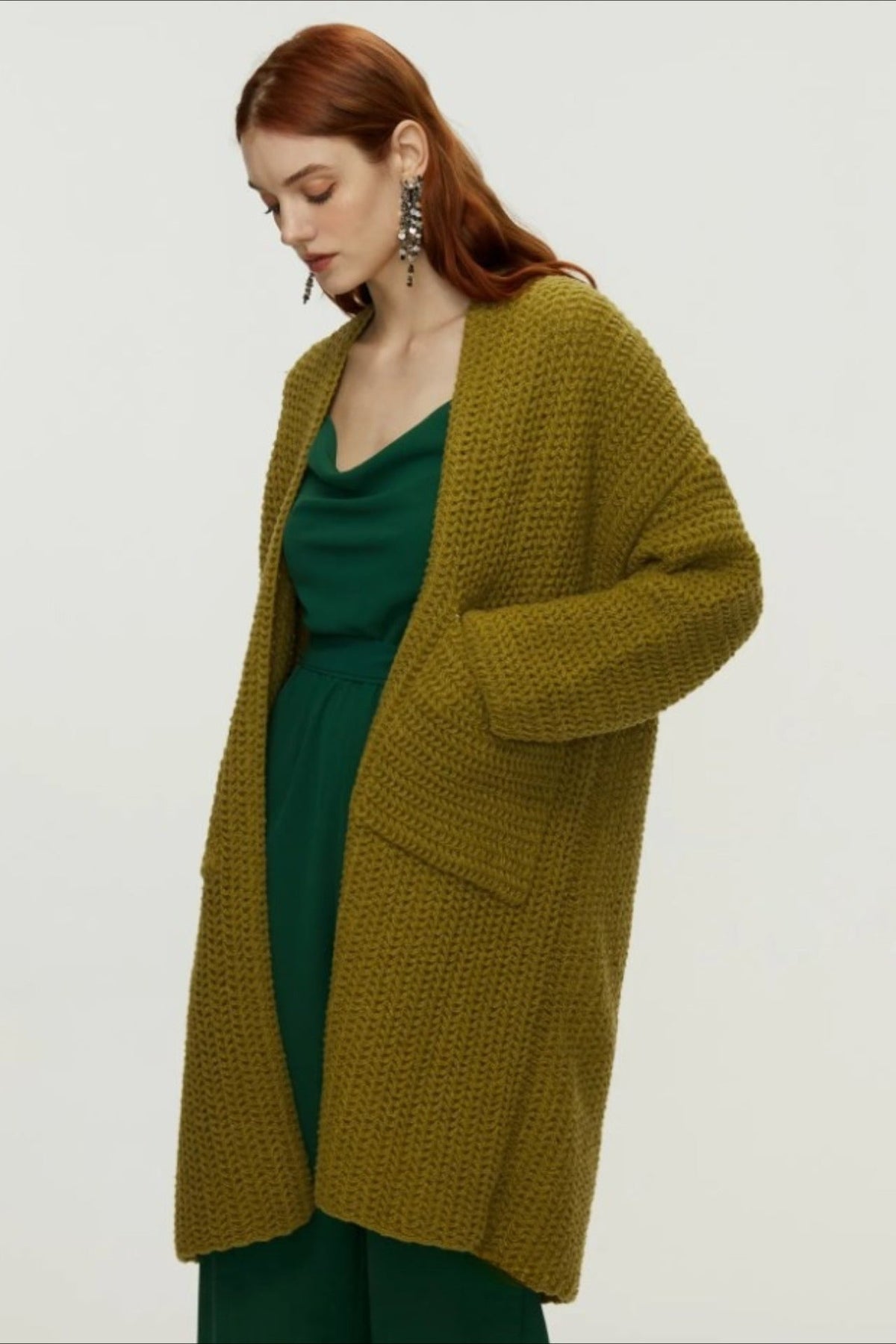 Longline Cable Knit Cardigan