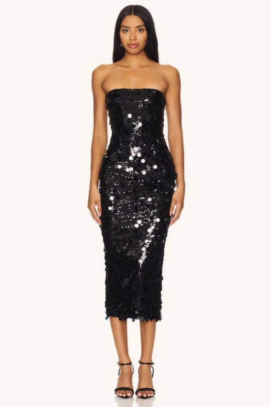 Strapless Backless Sequin Split Party Sequin Dress