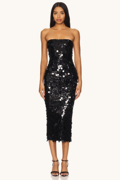 Strapless Backless Sequin Split Party Sequin Dress