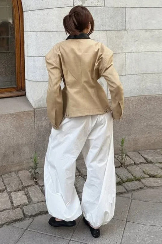 Waist Cinched Colorblock Jacket