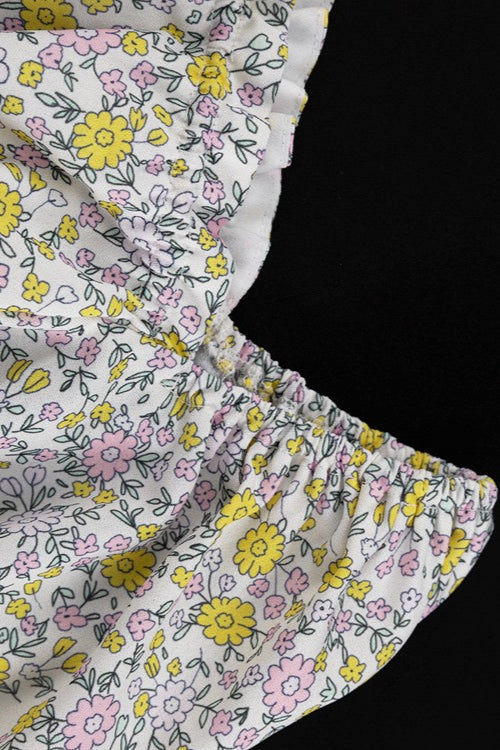 Strapless Off Shoulder Flared Floral Dress