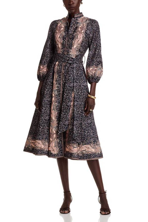Mandarin Collar Midi Dress