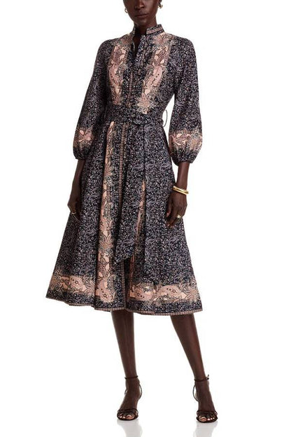 Mandarin Collar Midi Dress