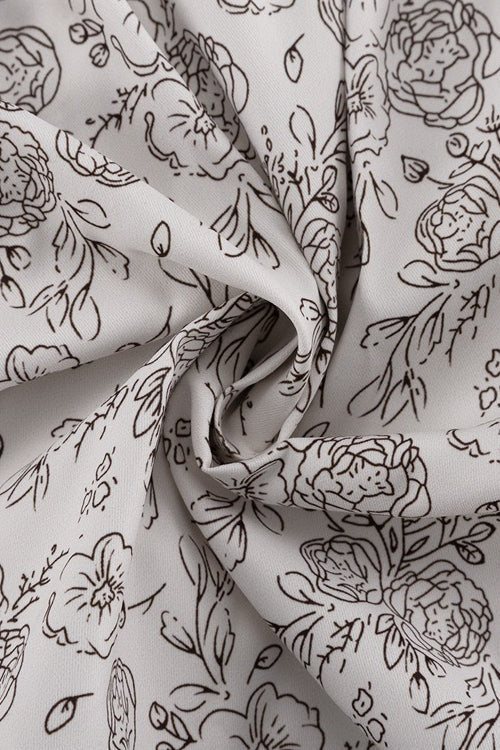 V Neck Long Sleeve High Waist A Line Floral Dress
