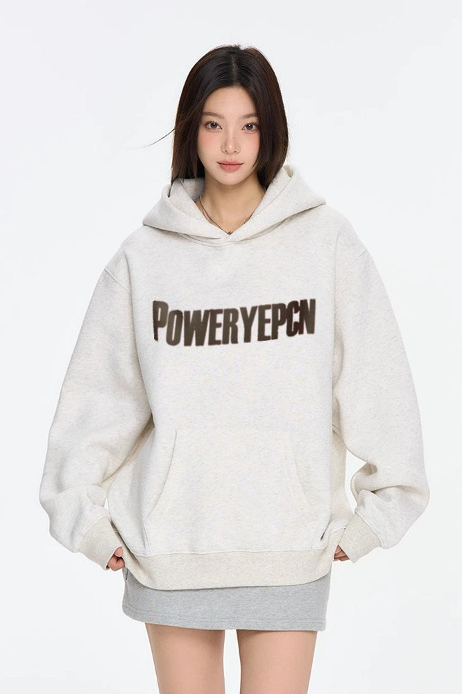 Letter Graphic Oversized Fleece Hoodie