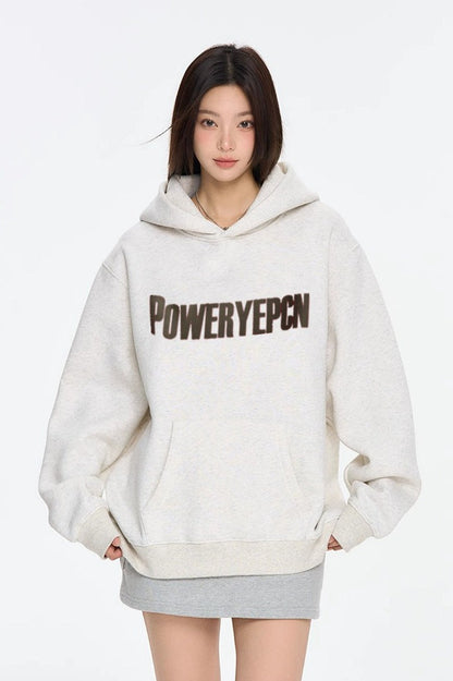 Letter Graphic Oversized Fleece Hoodie