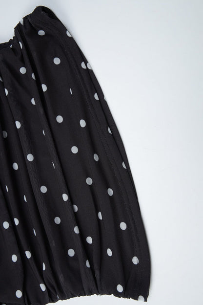 Polka Dot Mesh Patchwork Square Neck Tee