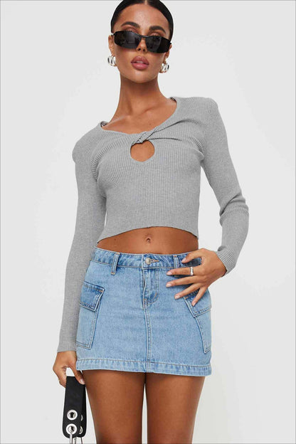 Slim Fit Low Waist Denim Mini Skirt