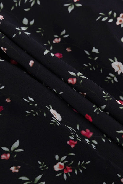 Ruffle Collar Long Sleeve Floral Dress