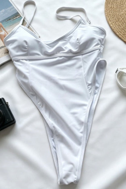 Halter Backless High Leg One Piece Swimwear