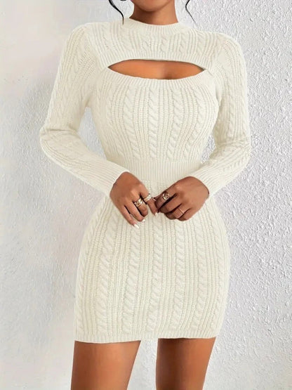 Long Sleeve Cut Out Sweater Knit Bodycon Dress