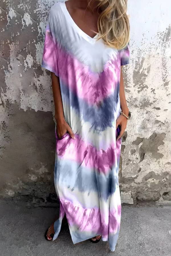Plus-Size Printed Short-Sleeve Dress