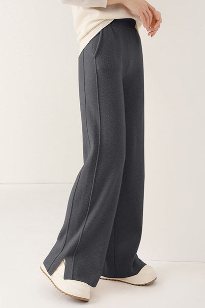 Wool Soft Straight Split Knit Pants