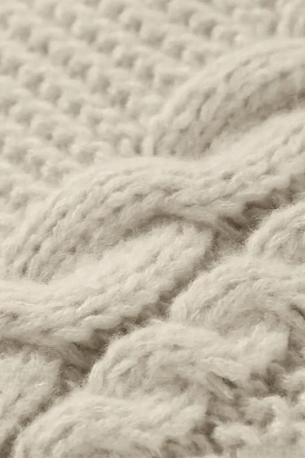 Oversized Cable Knit Crew Neck Sweater