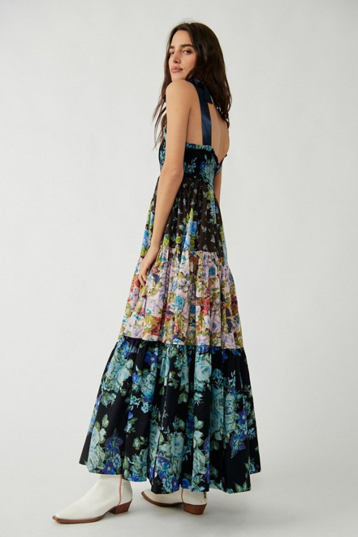 Vintage Print Cami Maxi Boho Dress