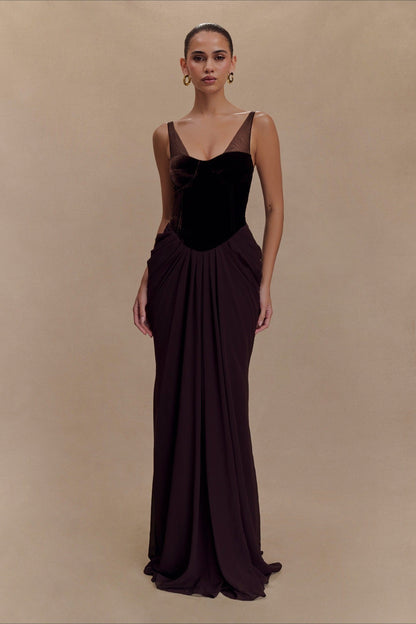Elegant Strap Backless Mesh Patchwork Slim Prom Dress