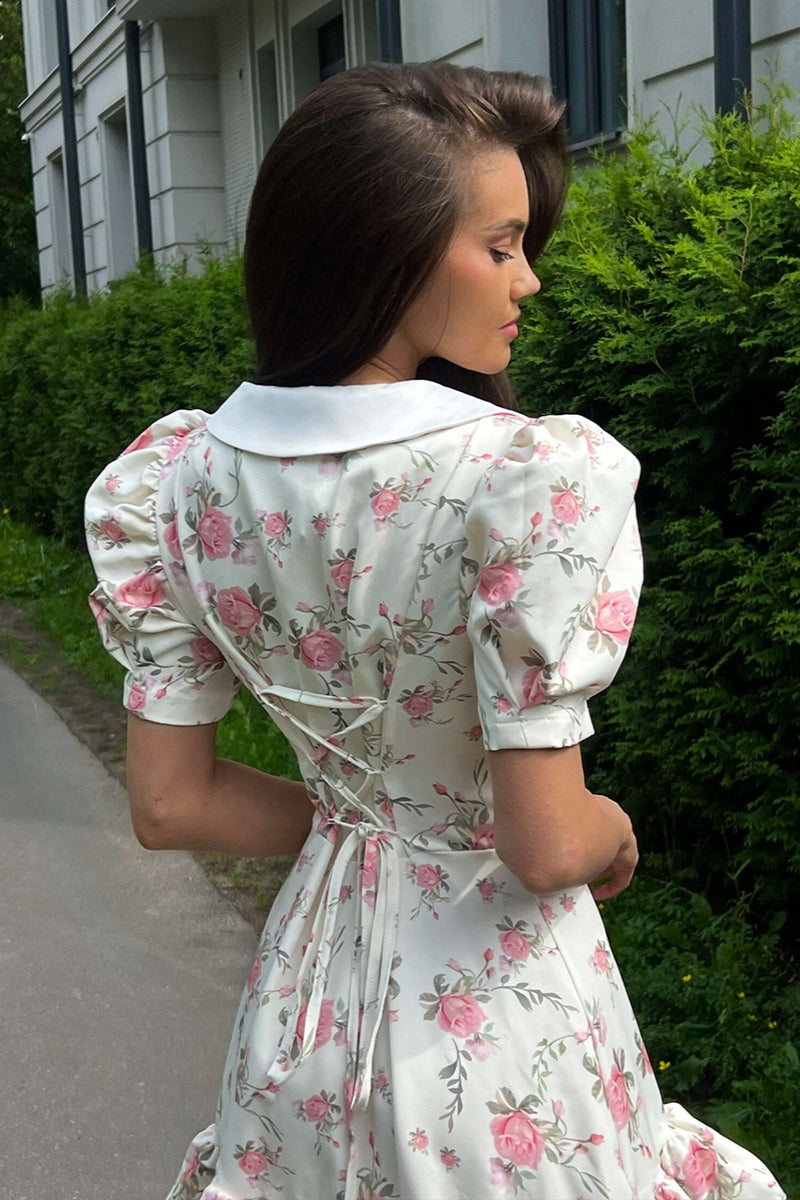 Puff Sleeve Ruffle Mini Floral Dress