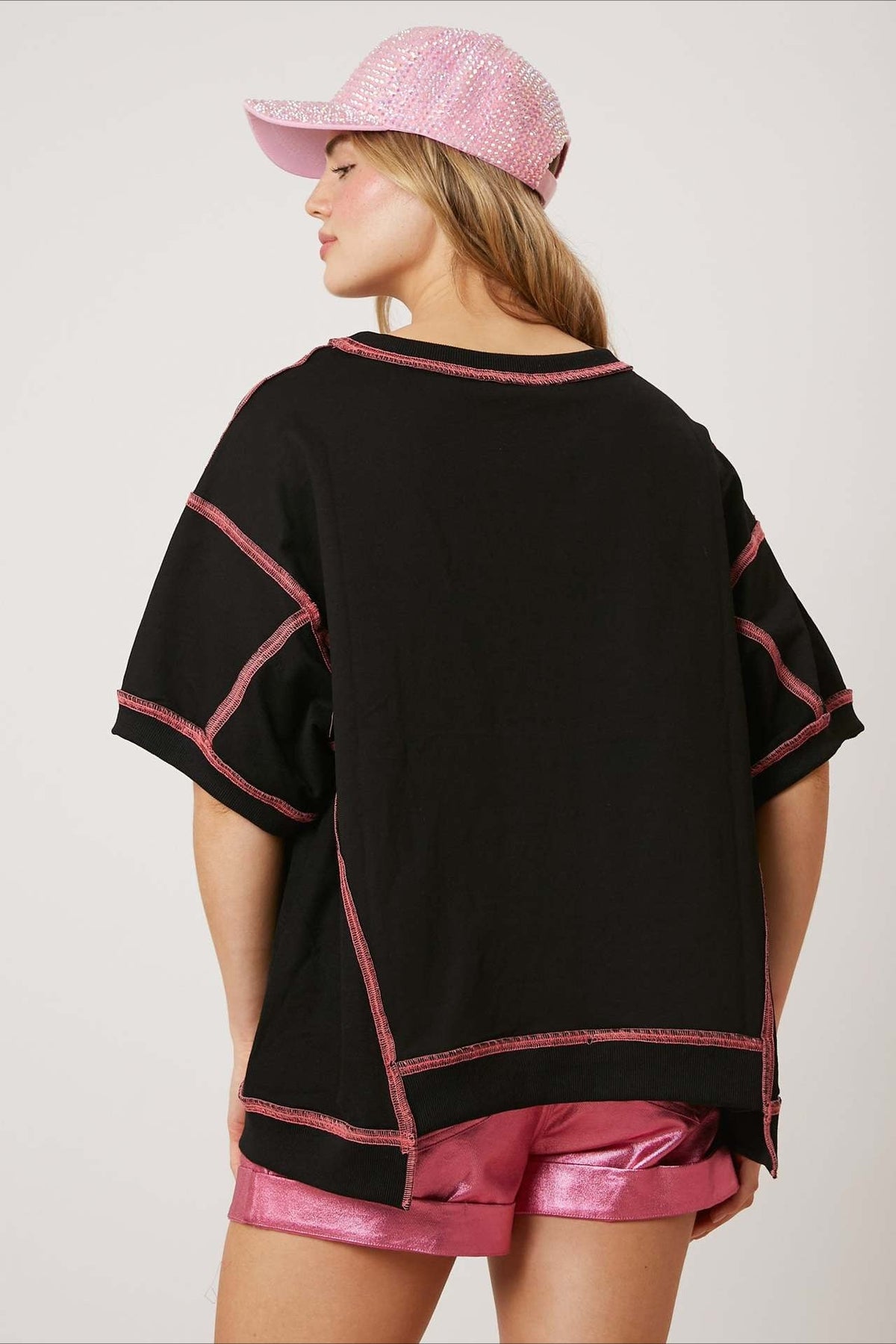 Sequin Lobster Contrast Stitch Oversized T-Shirt