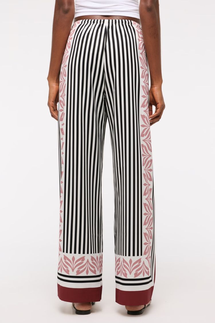 Gracie Unique Print Knotted Scarf Top and Elastic Waist Pocketed Loose Pants Set