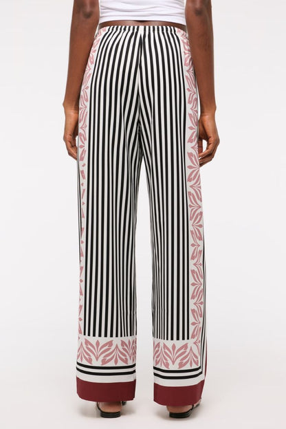 Gracie Unique Print Knotted Scarf Top and Elastic Waist Pocketed Loose Pants Set