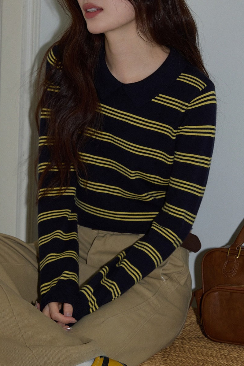 Relaxed Fit Striped Knit Top