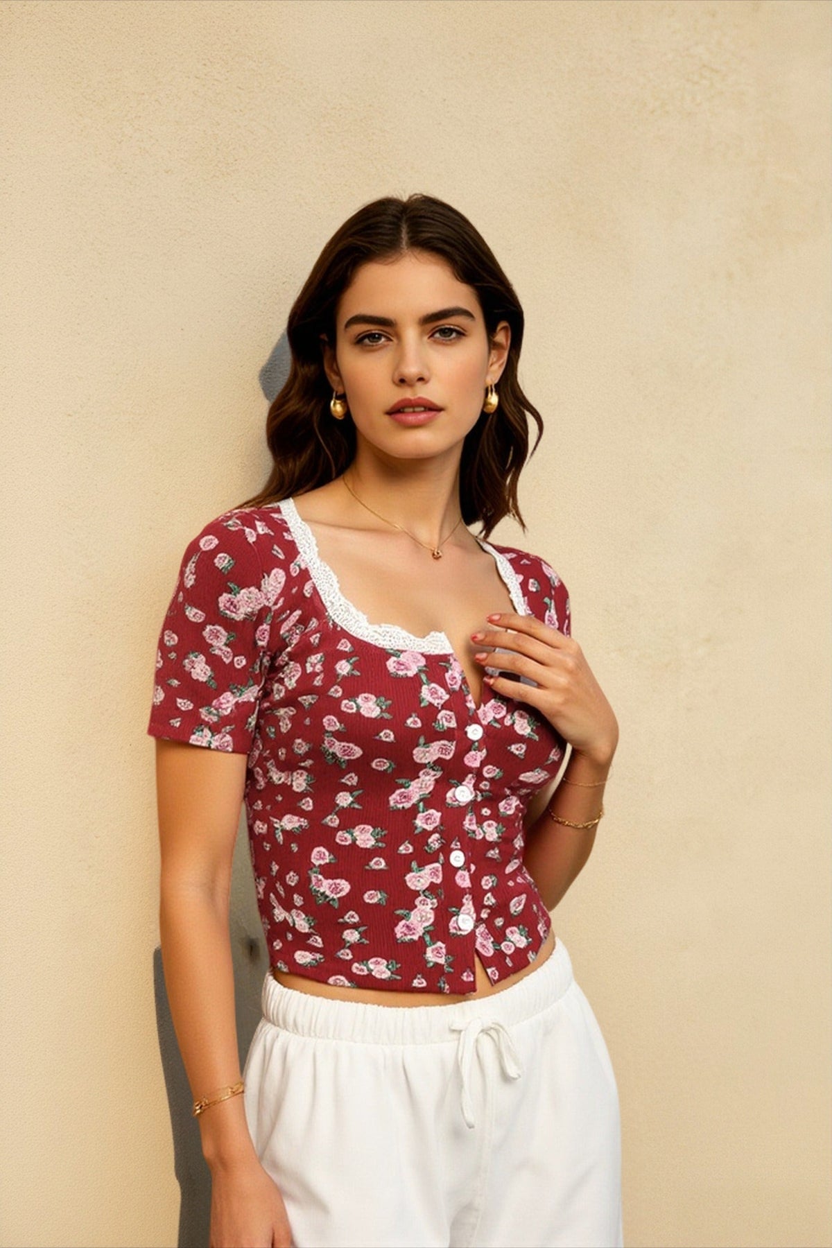 Vintage Print Fitted T-shirts