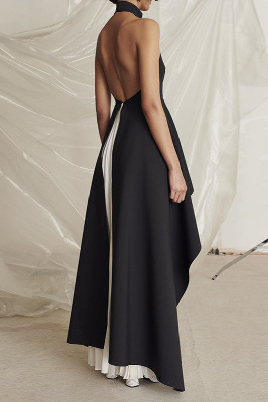 Halter Neck Pleated Prom Dress